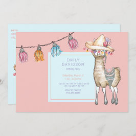 Invitation Boho Llama Fille fête d'anniversaire