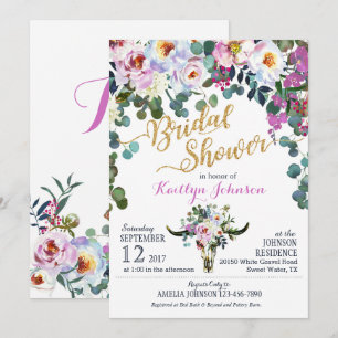 Invitation Boho Longhorn Crâne de vache Fête des mariées flor
