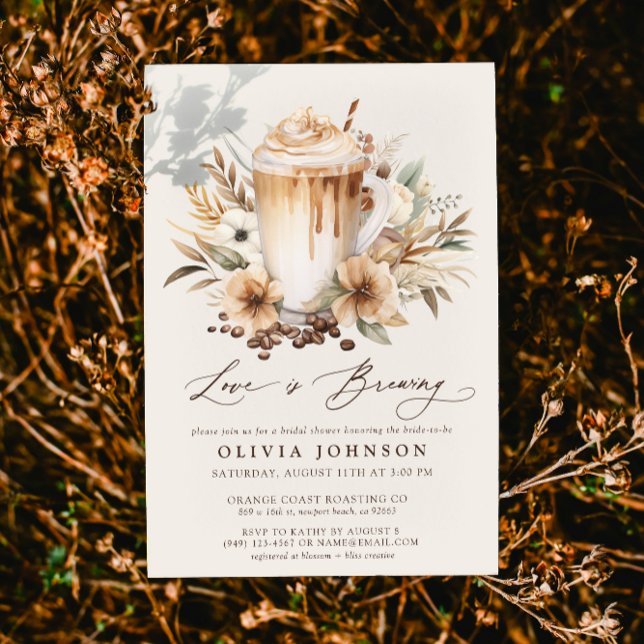 Invitation Boho Love brasse la Fête des mariées (Easily personalize this bridal shower invitation for the perfect coffee theme bridal shower!)