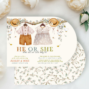 Invitation Boho Lui ou Elle Vêtements Neutre Sexe Révélation