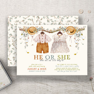 Invitation Boho Lui ou Elle Vêtements Neutre Sexe Révélation