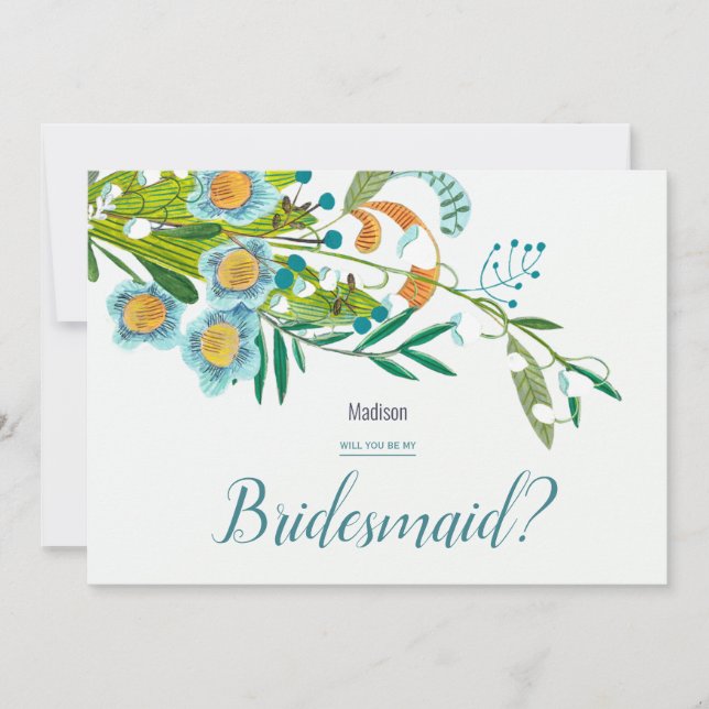 Invitation Boho Lys Floral moderne de vallée Bridesmaid (Devant)