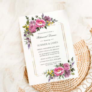 Invitation Boho Magenta Rose violet Dîner de répétition Jaune