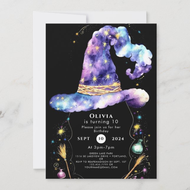 Invitation Boho Magic Editable Wizard Anniversaire (Devant)