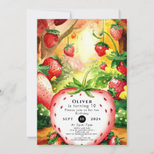 Invitation Boho Magic Sweet Strawberry Anniversaire