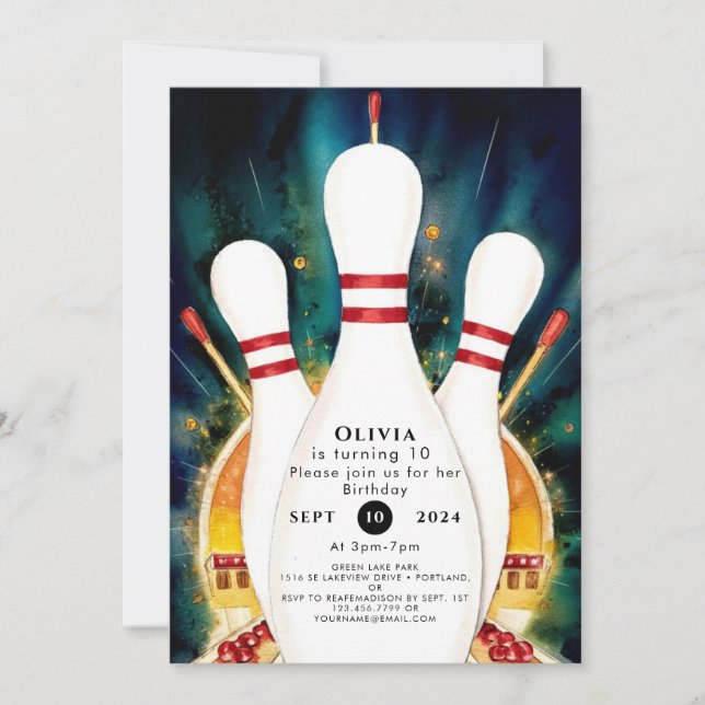 Invitation Boho Magique Bowling Anniversaire (Devant)