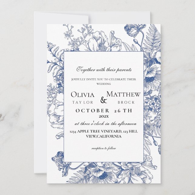 Invitation Boho Mariage Rustique Neutre Floral Moderne Mariag (Devant)