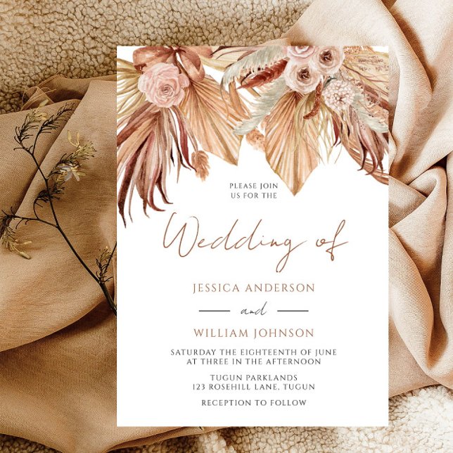 Invitation Boho Mariage : Terracotta séché Floral Bohemian (Créateur téléchargé)