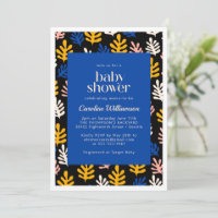 Boho Matisse Baby shower botanique bleu et noir