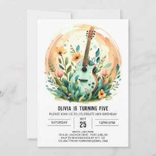 Invitation Boho Melody Guitare Anniversaire