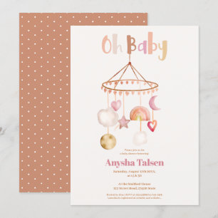 Invitation Boho mignon mobile arc-en-ciel aquarelle oh baby s