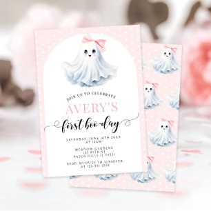 Invitation Boho Mignon Rose Petite Boo Fille Premier Annivers