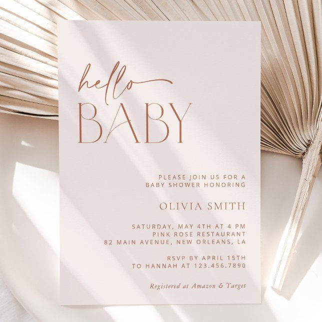 Invitation Boho minimal, Moderne, Terracotta, Baby shower (Créateur téléchargé)