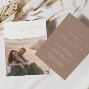 Invitation Boho Minimalist Script Photo Rehearal Dîner