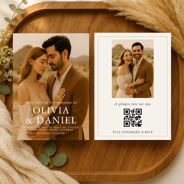 Invitation Boho Minimalist Simple Photo Wedding (Créateur téléchargé)