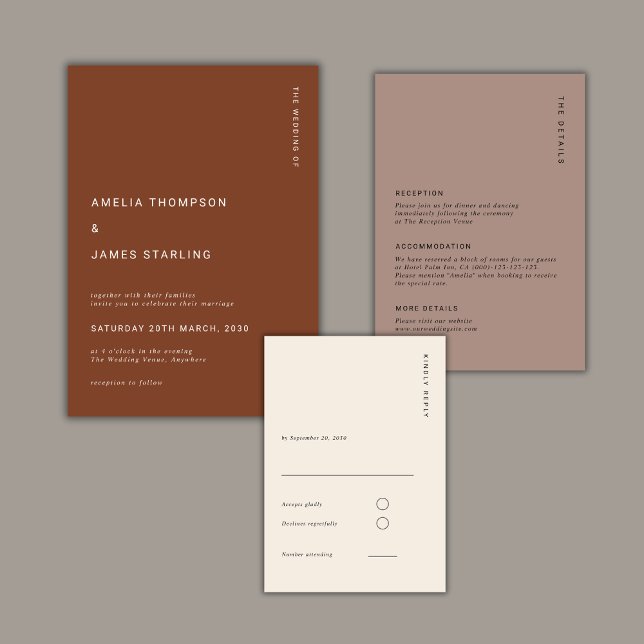 Invitation Boho Minimalist Terracotta Fall Simple Wedding (Créateur téléchargé)
