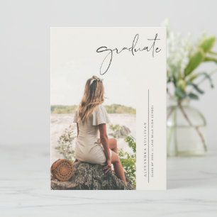 Invitation Boho Minimaliste Calligraphie Arch Photo Graduatio