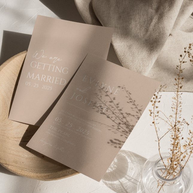 Invitation Boho minimaliste de couleur neutre Mariage moderne (Créateur téléchargé)