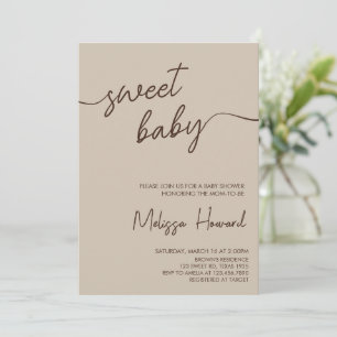 Invitation Boho Minimaliste Genre Neutre Baby shower Brown