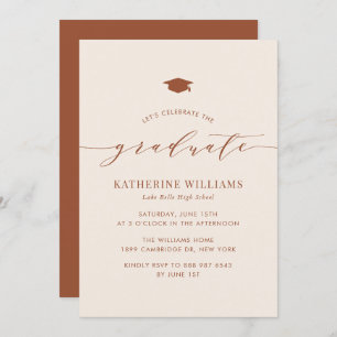 Invitation Boho Minimaliste Script Terracotta Graduation Part