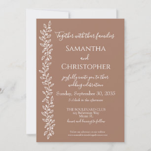 Invitation Boho Mocha Mousse moderne Botanique minimaliste Ma