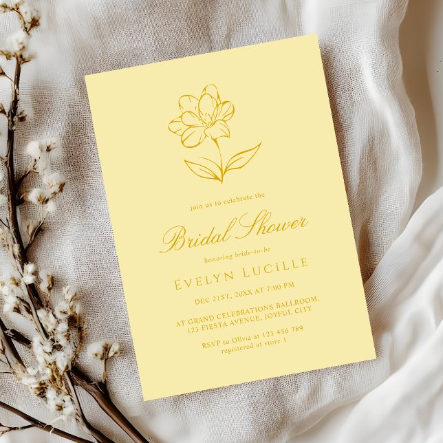 Invitation Boho Modern Butter Yellow Elegant Bridal Shower (Créateur téléchargé)