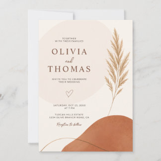Invitation Boho Modern Earth Tone Terracotta Wedding