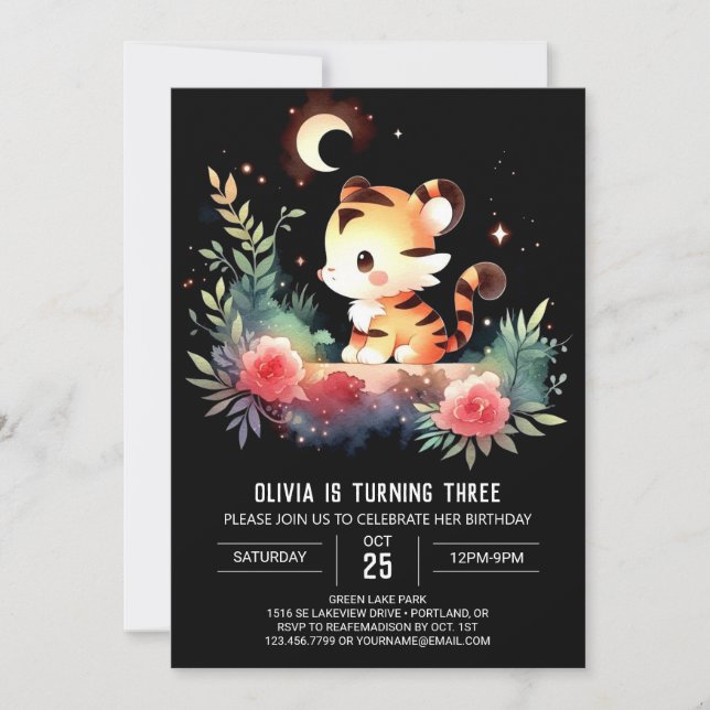 Invitation Boho Modern Tiger Anniversaire (Devant)