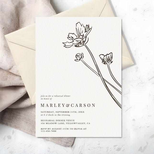 Invitation Boho Modern Wildflower Wedding Rehearsal Dinner (Créateur téléchargé)