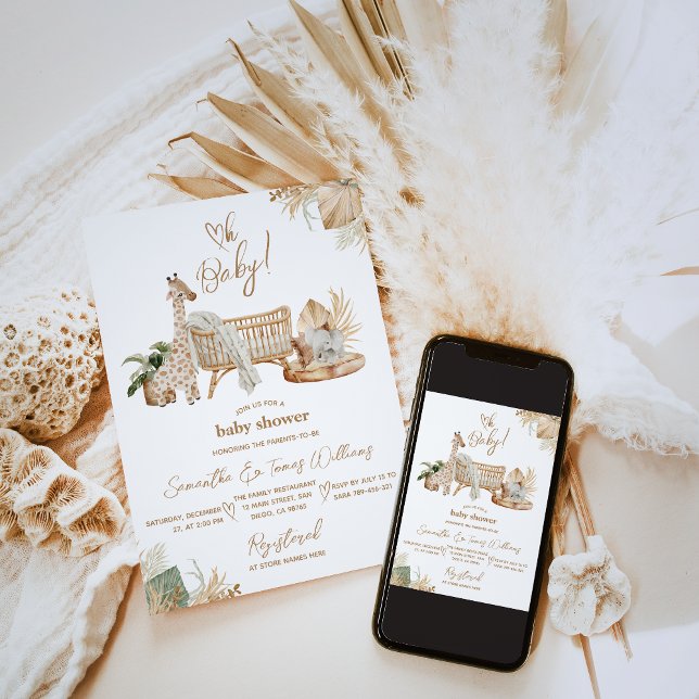 Invitation Boho Moderne Coeur Baby shower neutre genre (Créateur téléchargé)