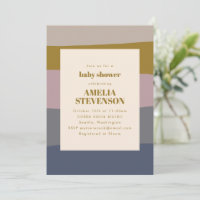 Boho Moderne Dusty Mauve Bleu Baby shower rayé