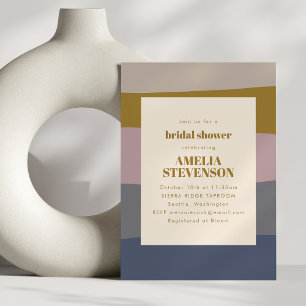 Invitation Boho Moderne Dusty Mauve Bleu Fête des mariées ray