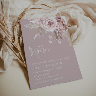Invitation Boho moderne Dusty Rose Baptême