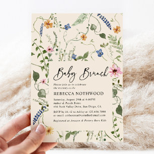 Invitation Boho moderne Floral Neutral Baby Brunch Douche