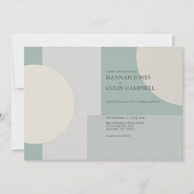 Invitation Boho moderne géométrique Abstrait gris vert Taupe (Devant)