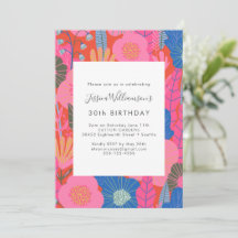 Boho moderne Red Floral 30e fête d'anniversaire