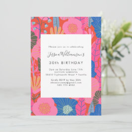 Invitation Boho moderne Red Floral 30e fête d'anniversaire