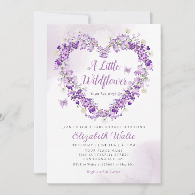 Invitation Boho moderne Un petit Baby shower de fille Fleur s (Devant)