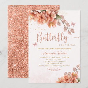 Invitation Boho moderne un petit Baby shower de fille papillo