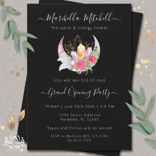 Invitation Boho Moon Crystals Plumes Fleurs Business Event