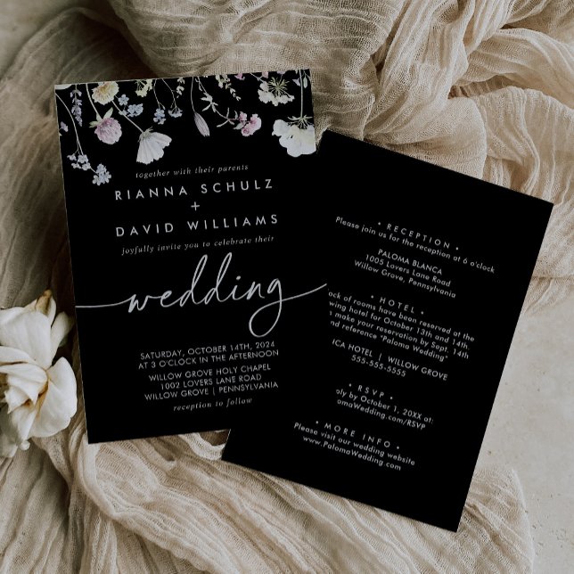 Invitation Boho multicolore automne floral avant et arrière M (Créateur téléchargé)