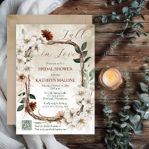 Invitation Boho Muted Fall Floral Fall in Love Fête des marié