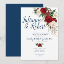 Boho Navy Blue et Bourgogne Floral Watercolor