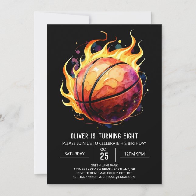 Invitation Boho Net Joyeux Basketball Anniversaire (Devant)