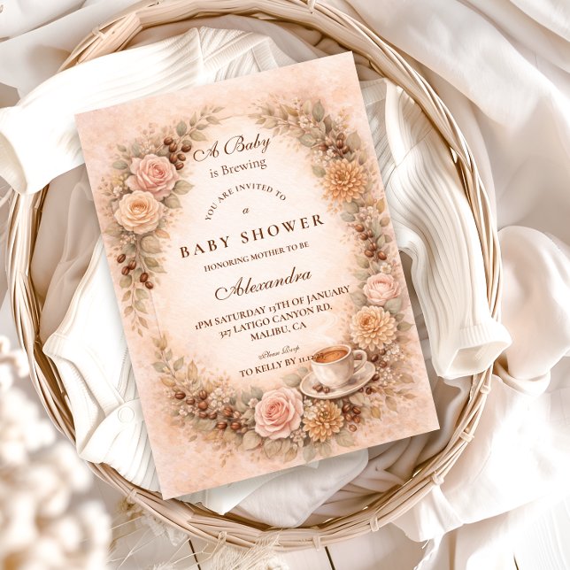 Invitation Boho Neutral A Baby Is Brewing (Créateur téléchargé)