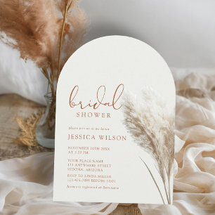 Invitation Boho Neutral Fluff Pampas Grass Arch Fête des mari