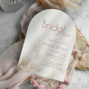 Invitation Boho Neutral Fluff Pampas Grass Arch Fête des mari