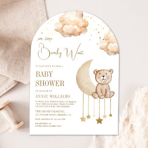 Invitation Boho Neutral Lune Teddy Bear Arch Baby shower