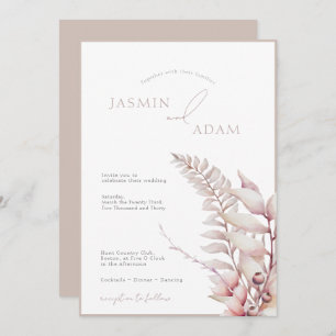 Invitation Boho Neutral rose doux simple Mariage