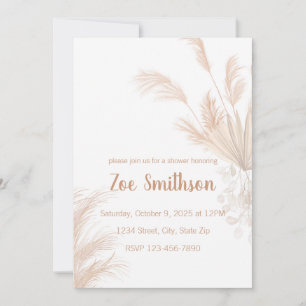 Invitation Boho neutre Pampas